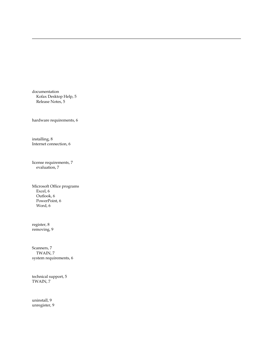 Index | Kofax Desktop 2.0 User Manual | Page 11 / 12