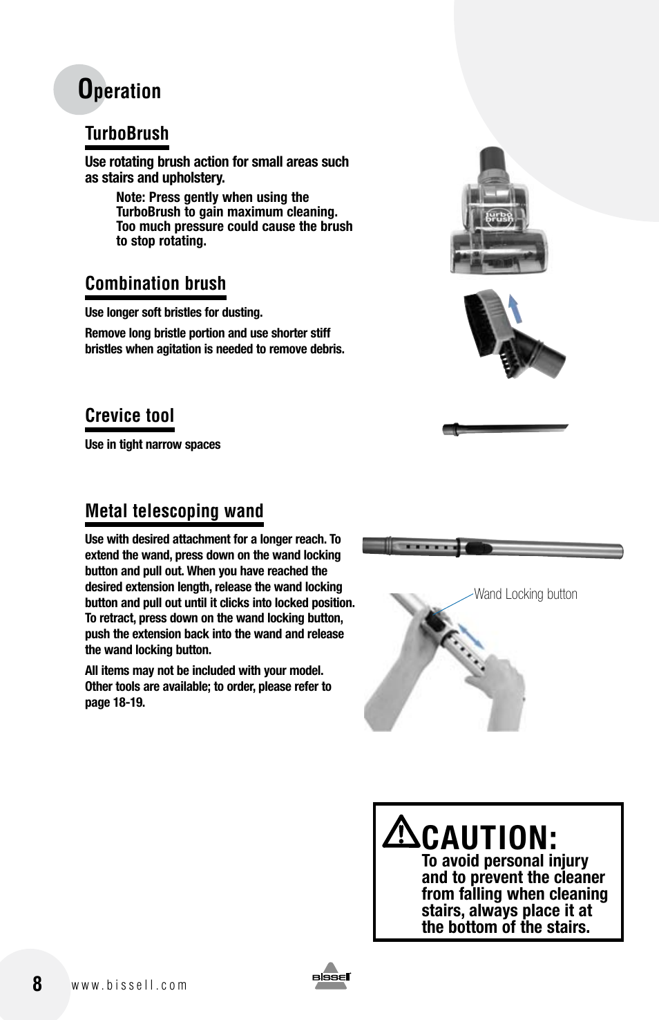 Caution | Bissell 6100 User Manual | Page 8 / 20