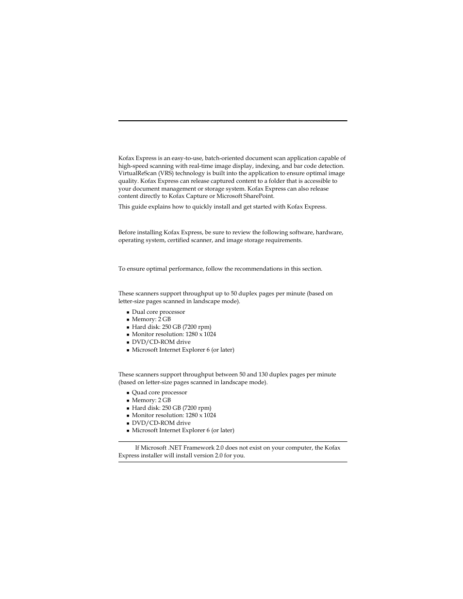 Welcome to kofax® express, Introduction, System requirements | Recommended software and hardware, Welcome to kofax, Introduction system requirements, Express | Kofax Express 1.0 User Manual | Page 5 / 17