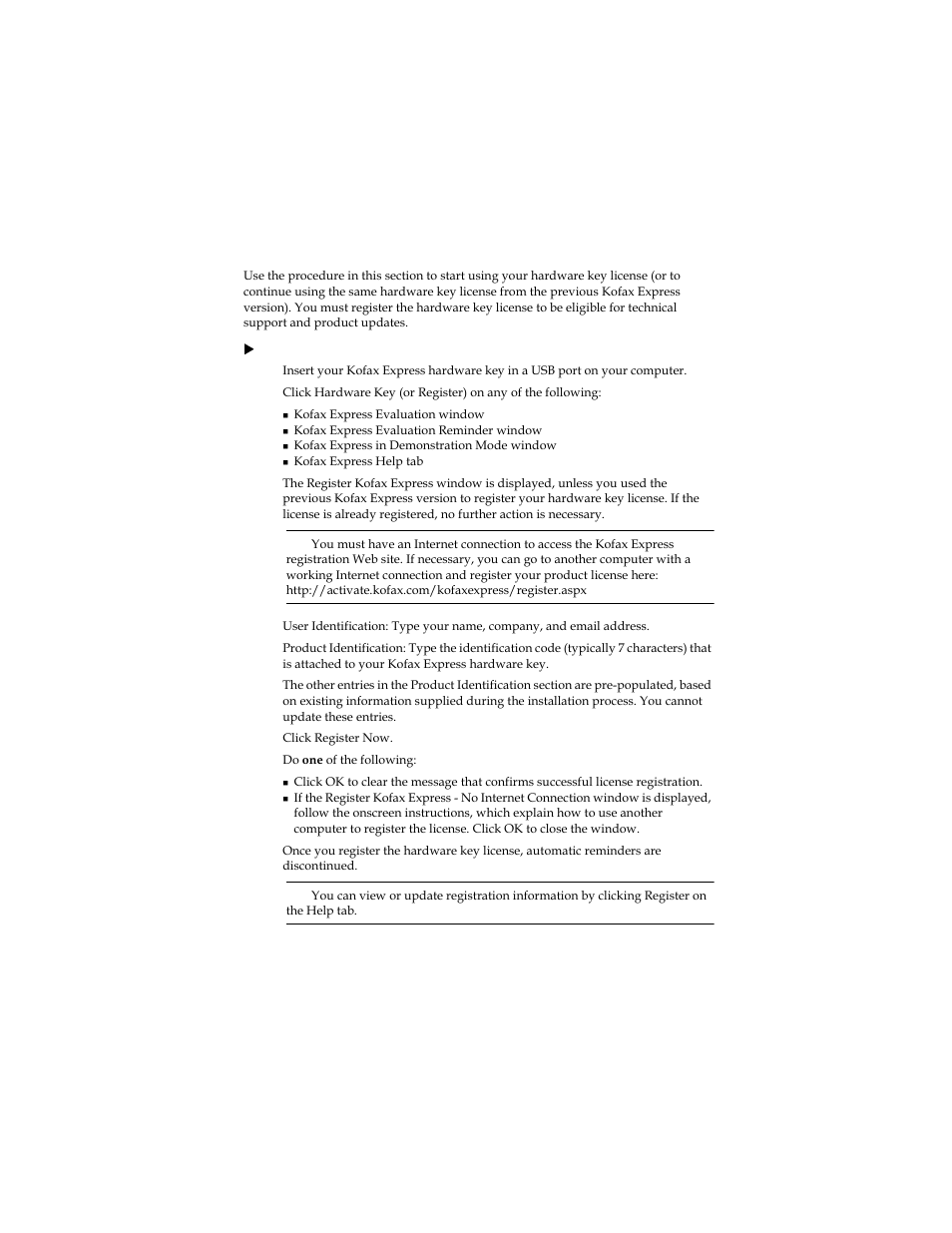Using a hardware key license | Kofax Express 1.1 User Manual | Page 11 / 21