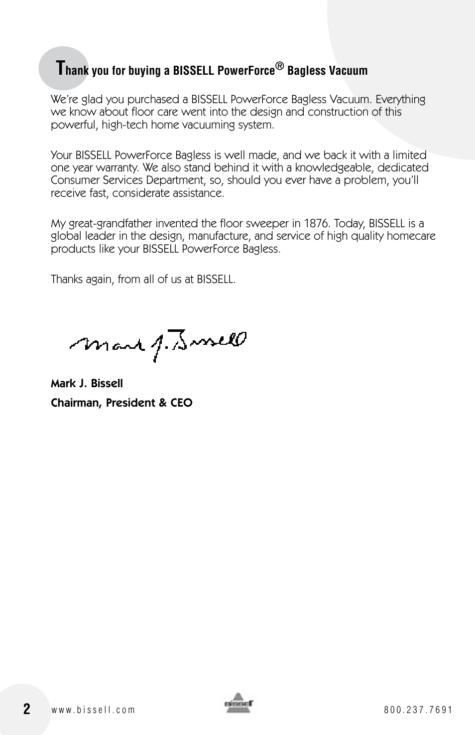 Bissell Powerforce bagless 6583 series User Manual | Page 2 / 16