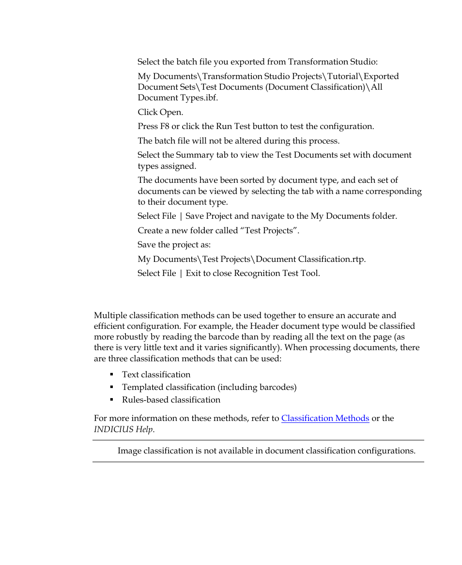 Step 3: add in additional classification methods, Opti | Kofax INDICIUS 6.0 User Manual | Page 83 / 124