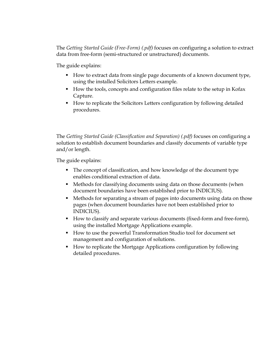 Getting started guide (free-form) (.pdf) | Kofax INDICIUS 6.0 User Manual | Page 9 / 104