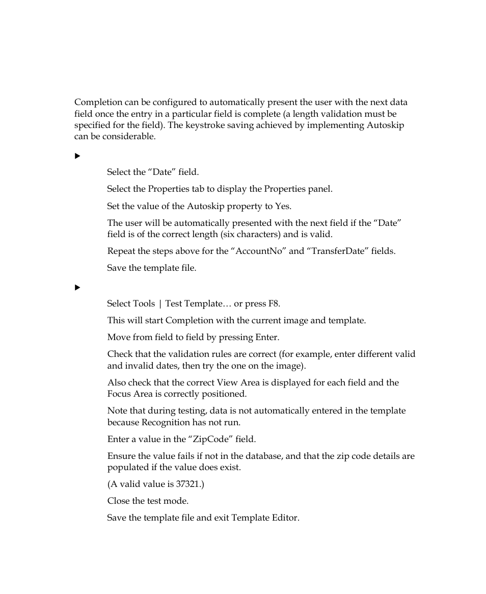 Setting autoskip functionality | Kofax INDICIUS 6.0 User Manual | Page 100 / 105