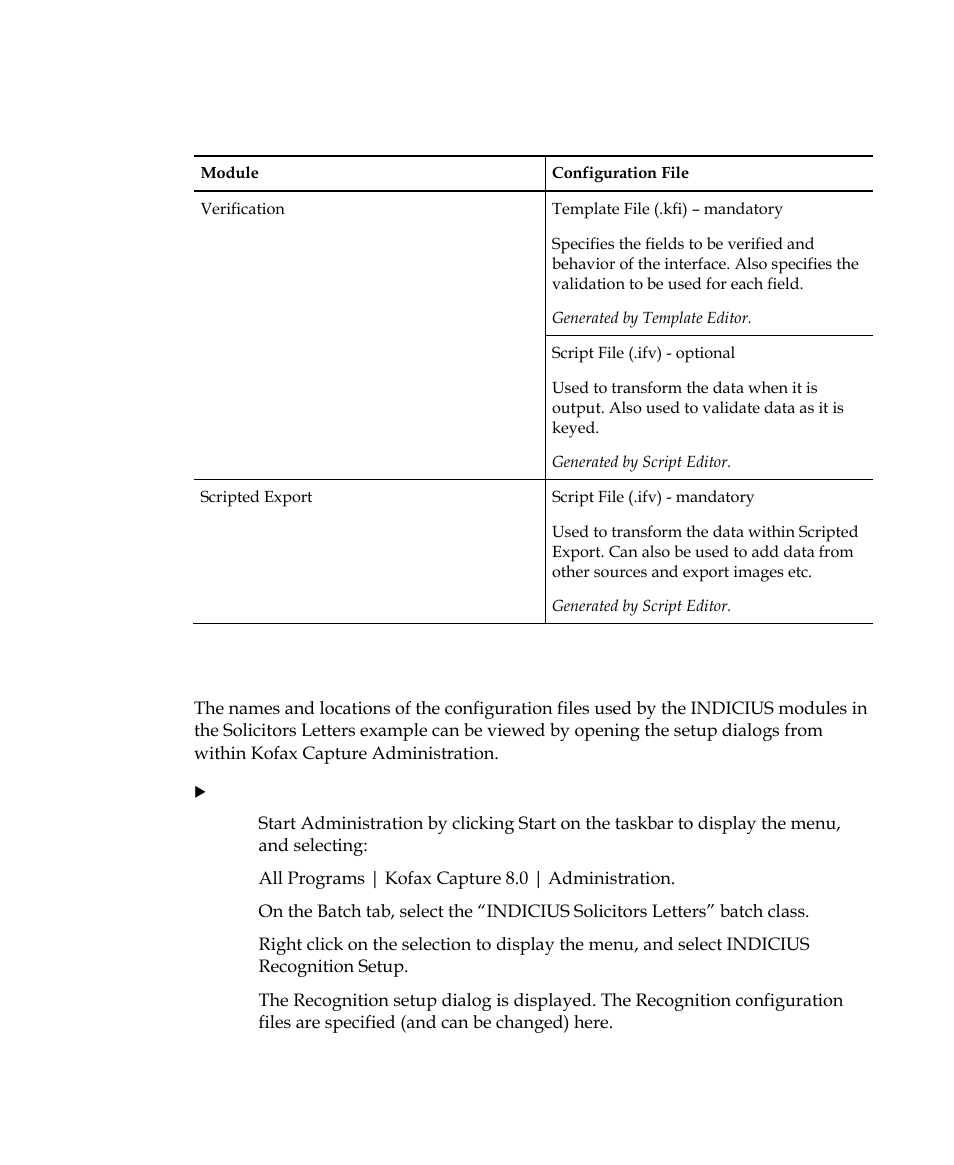 Viewing the configuration files for the example | Kofax INDICIUS 6.0 User Manual | Page 35 / 105