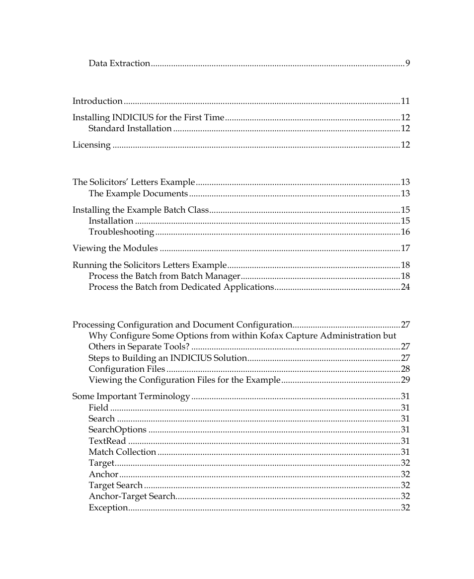 Kofax INDICIUS 6.0 User Manual | Page 4 / 105