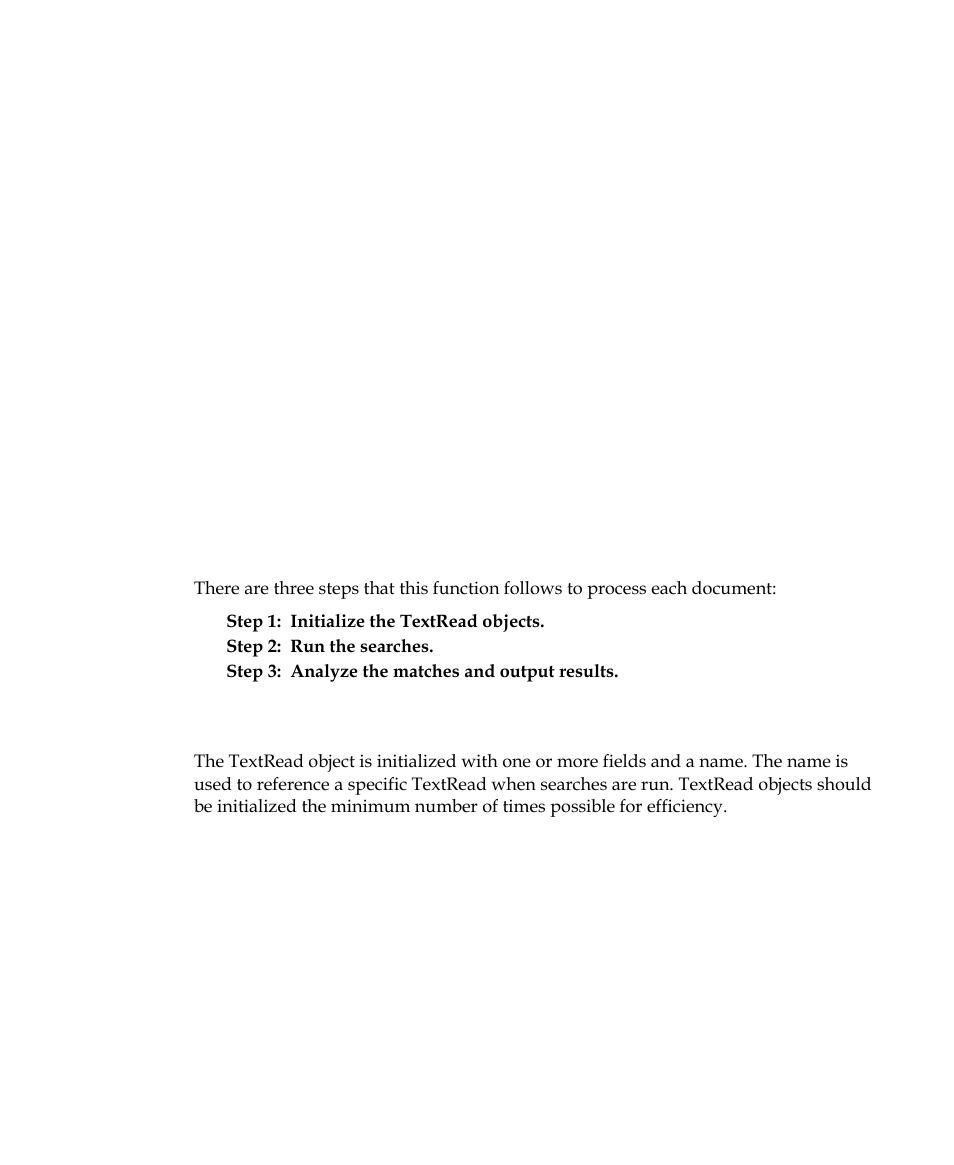 Step 1: initialize the textread object, Figure 5-28. process document function, Figure 5-29. initialisetextreads function | Kofax INDICIUS 6.0 User Manual | Page 75 / 105