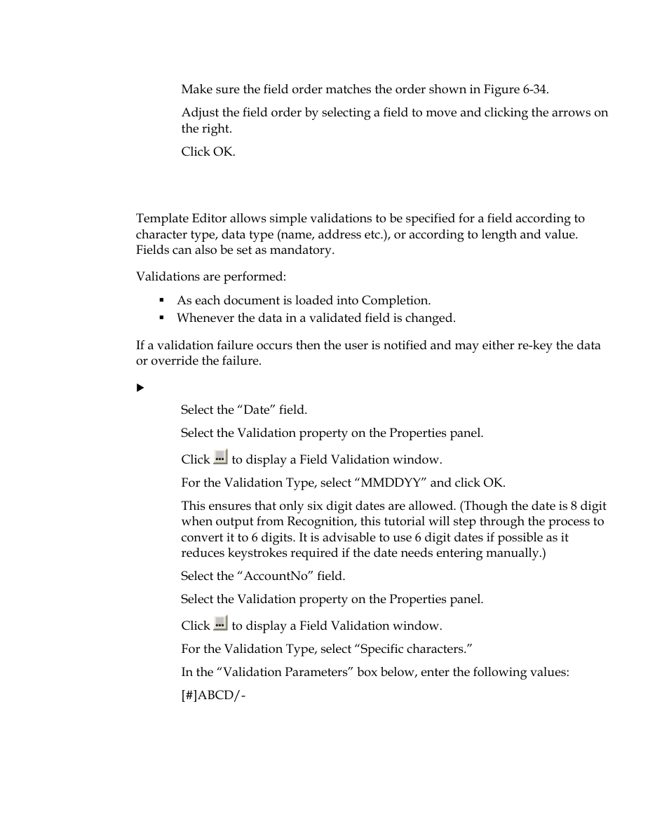 Setting simple validations | Kofax INDICIUS 6.0 User Manual | Page 95 / 105