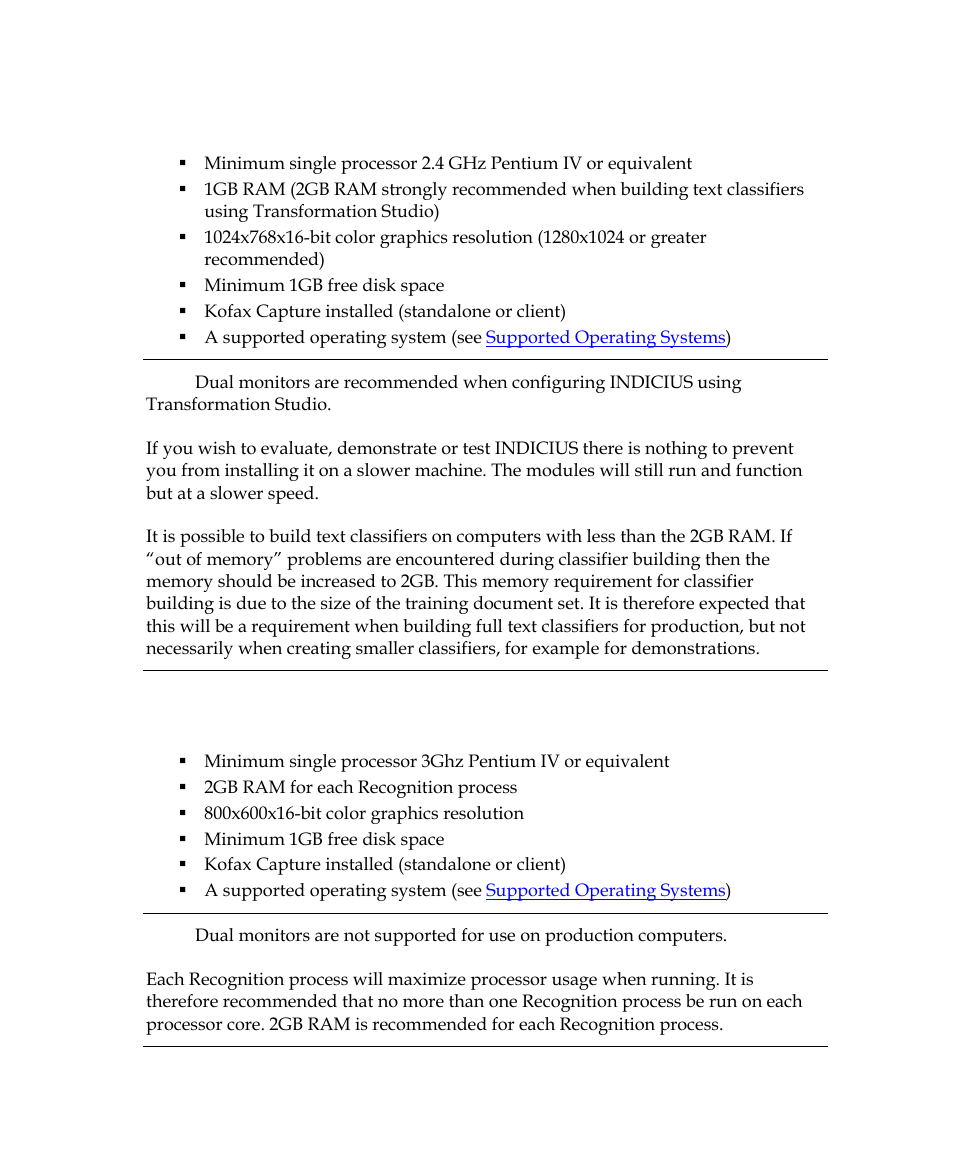 Development/demonstration computers | Kofax INDICIUS 6.0 User Manual | Page 14 / 48