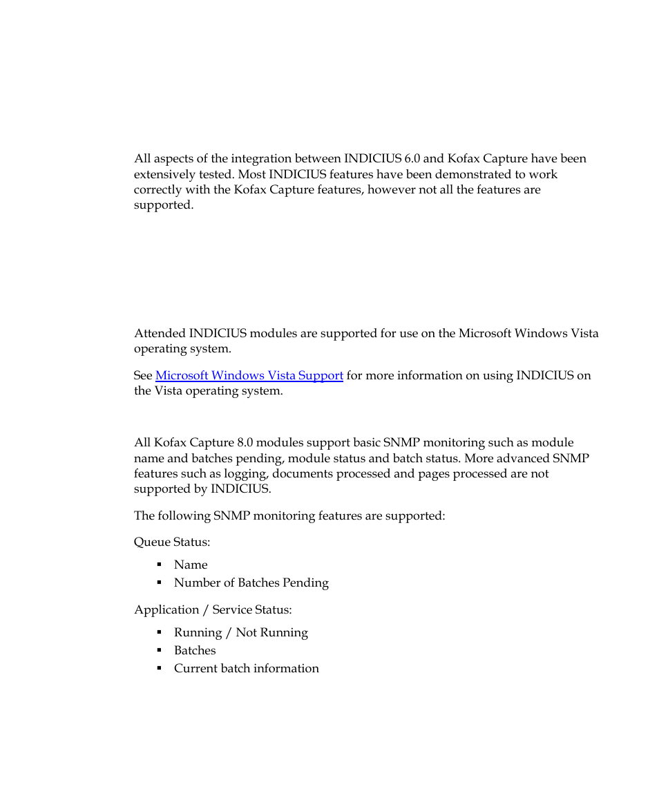 Compatibility with other kofax products, Introduction, Kofax capture features | Supported features | Kofax INDICIUS 6.0 User Manual | Page 19 / 48