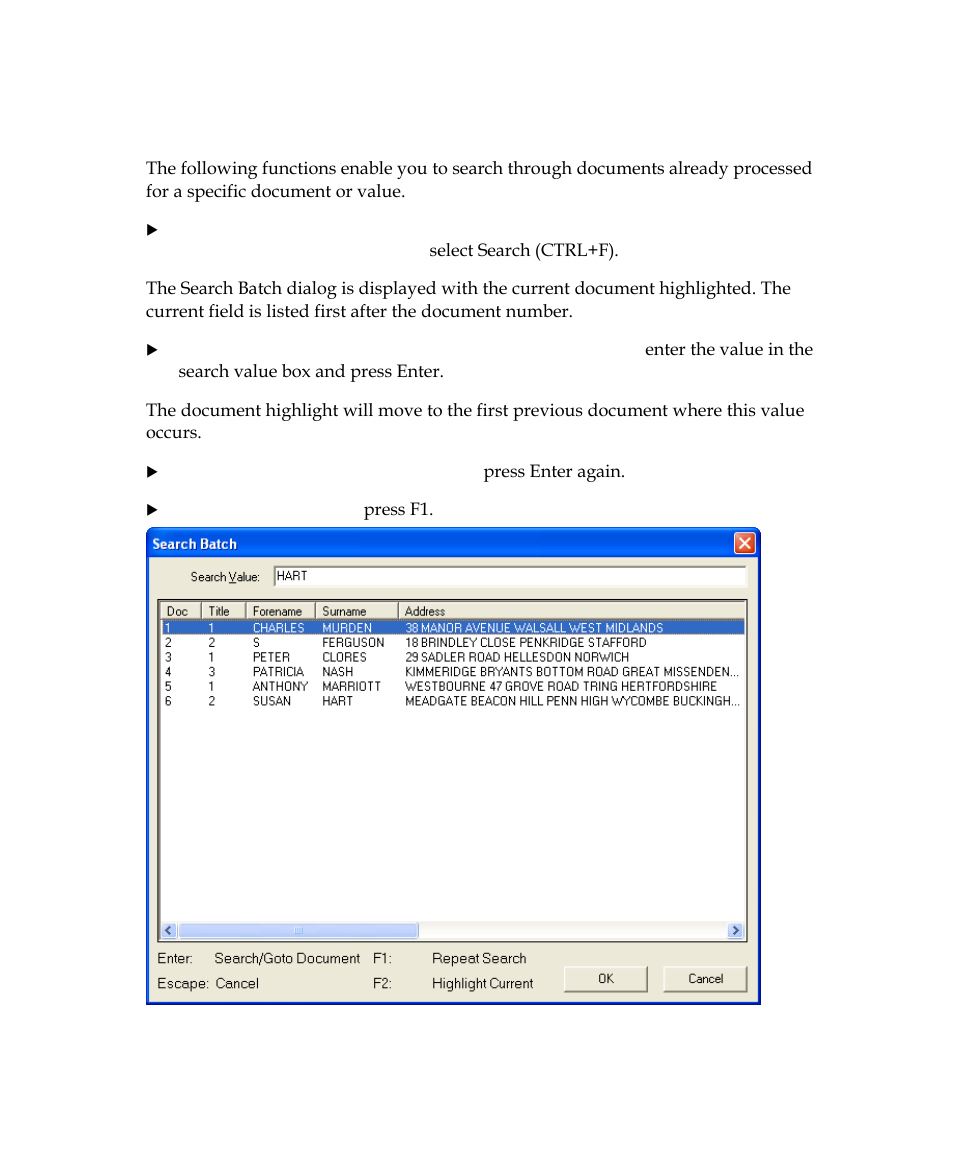 Searching for data on other documents | Kofax INDICIUS 6.0 User Manual | Page 100 / 120