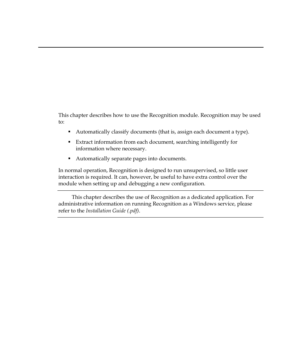 Using recognition, Introduction, Chapter 2 | Kofax INDICIUS 6.0 User Manual | Page 19 / 120