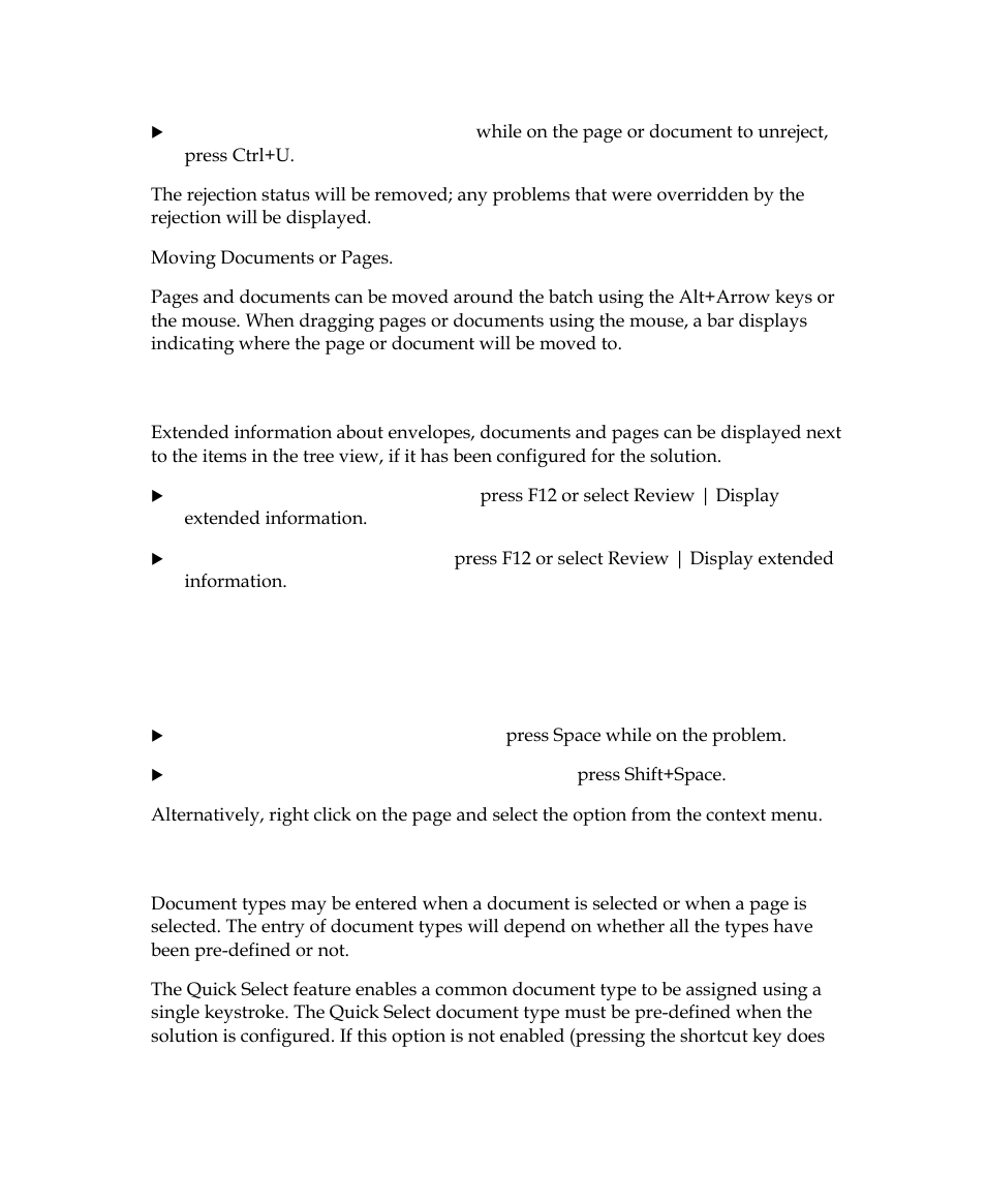 Displaying extended information, Fixing problems, Accepting types | Entering document types | Kofax INDICIUS 6.0 User Manual | Page 46 / 120