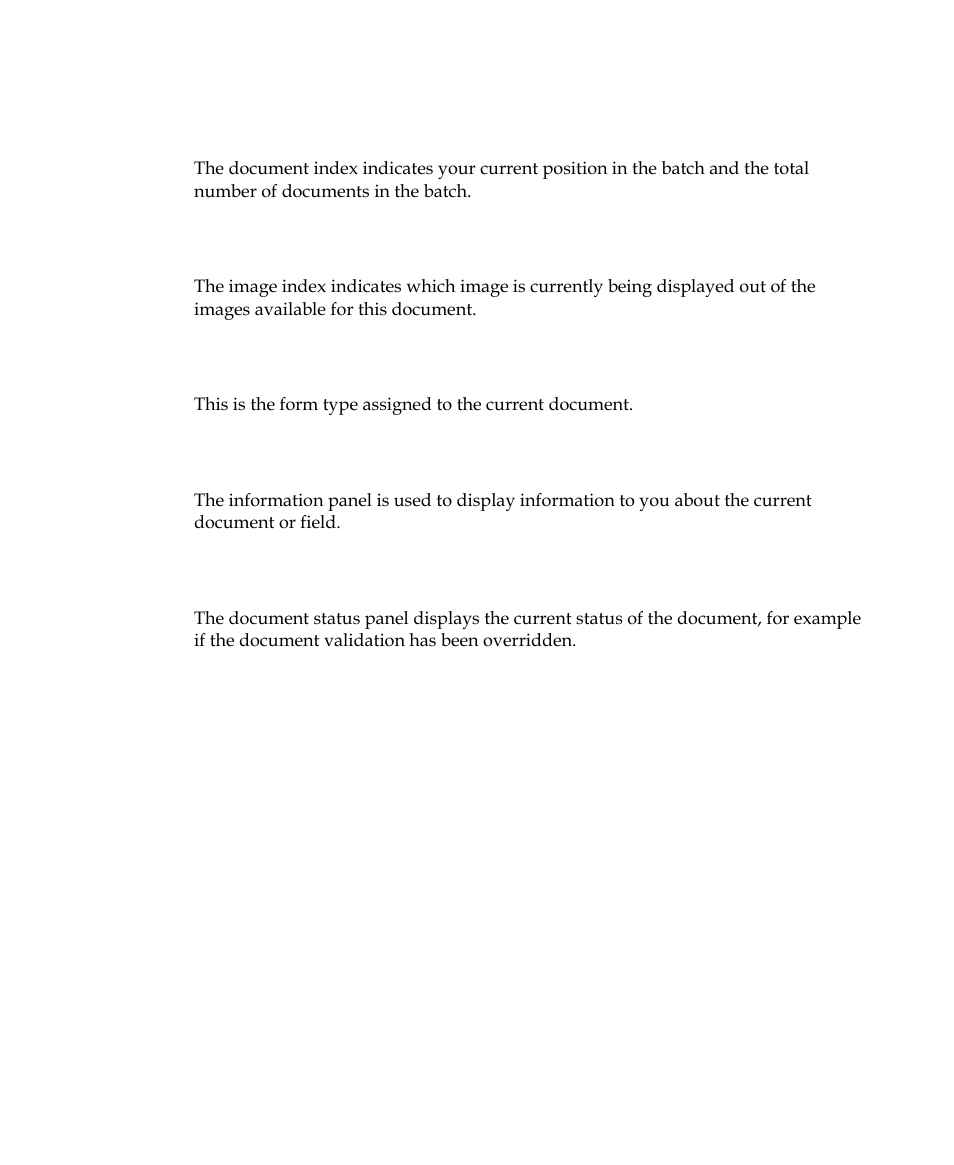 Document index, Image index, Form type | Information, Document status | Kofax INDICIUS 6.0 User Manual | Page 75 / 120