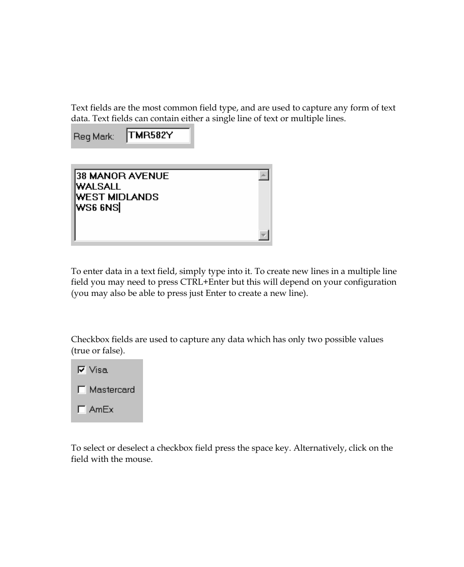 Field types, Text fields, Checkbox fields | Kofax INDICIUS 6.0 User Manual | Page 76 / 120