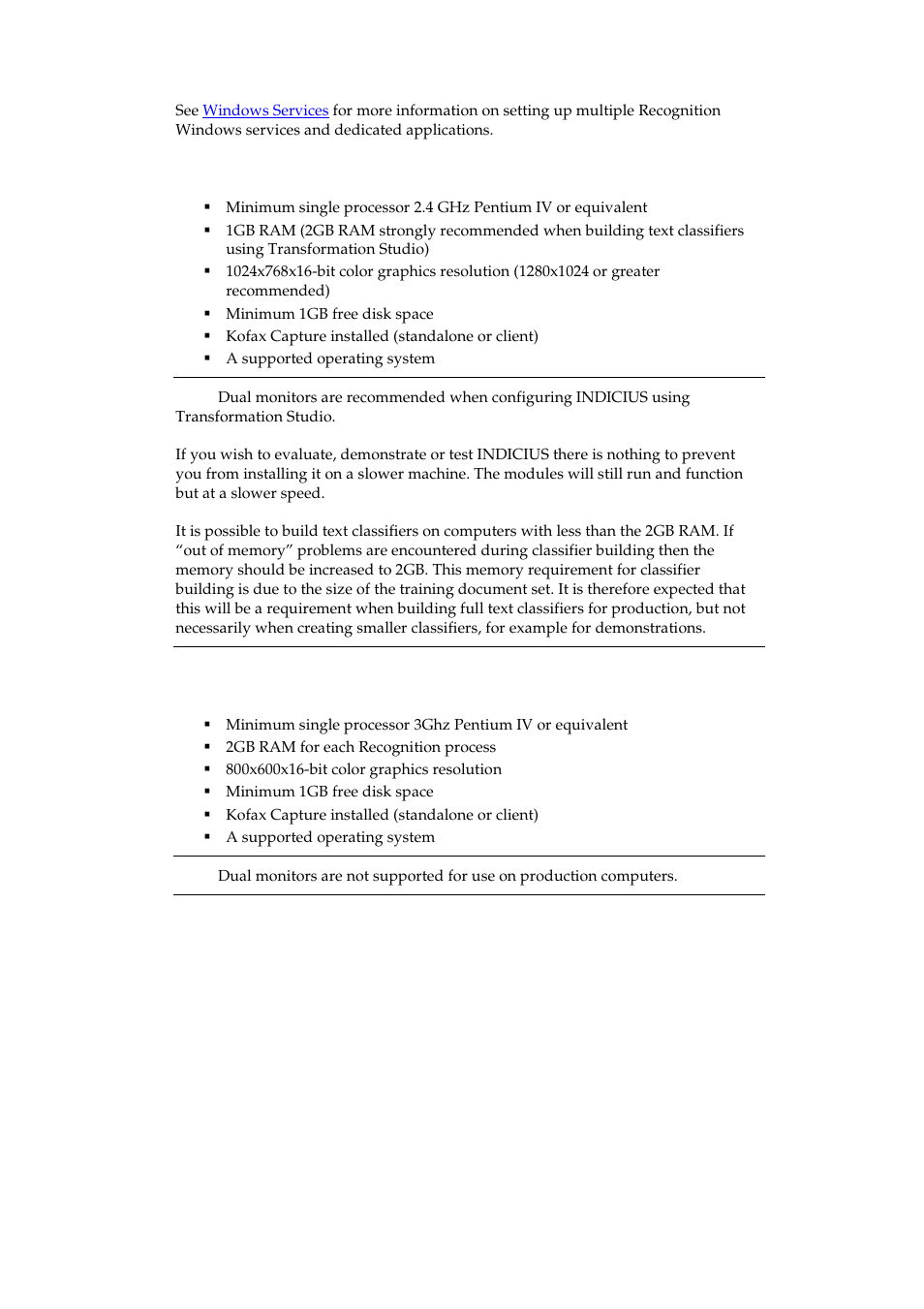 Development/demonstration computers | Kofax INDICIUS 6.1 User Manual | Page 14 / 46