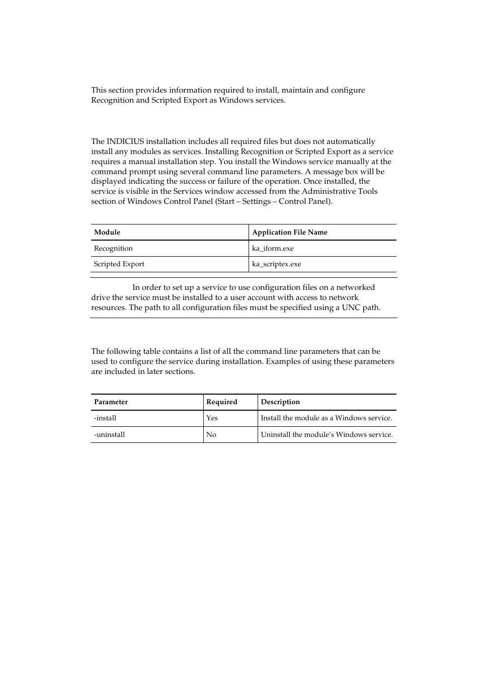 Windows services | Kofax INDICIUS 6.1 User Manual | Page 36 / 46