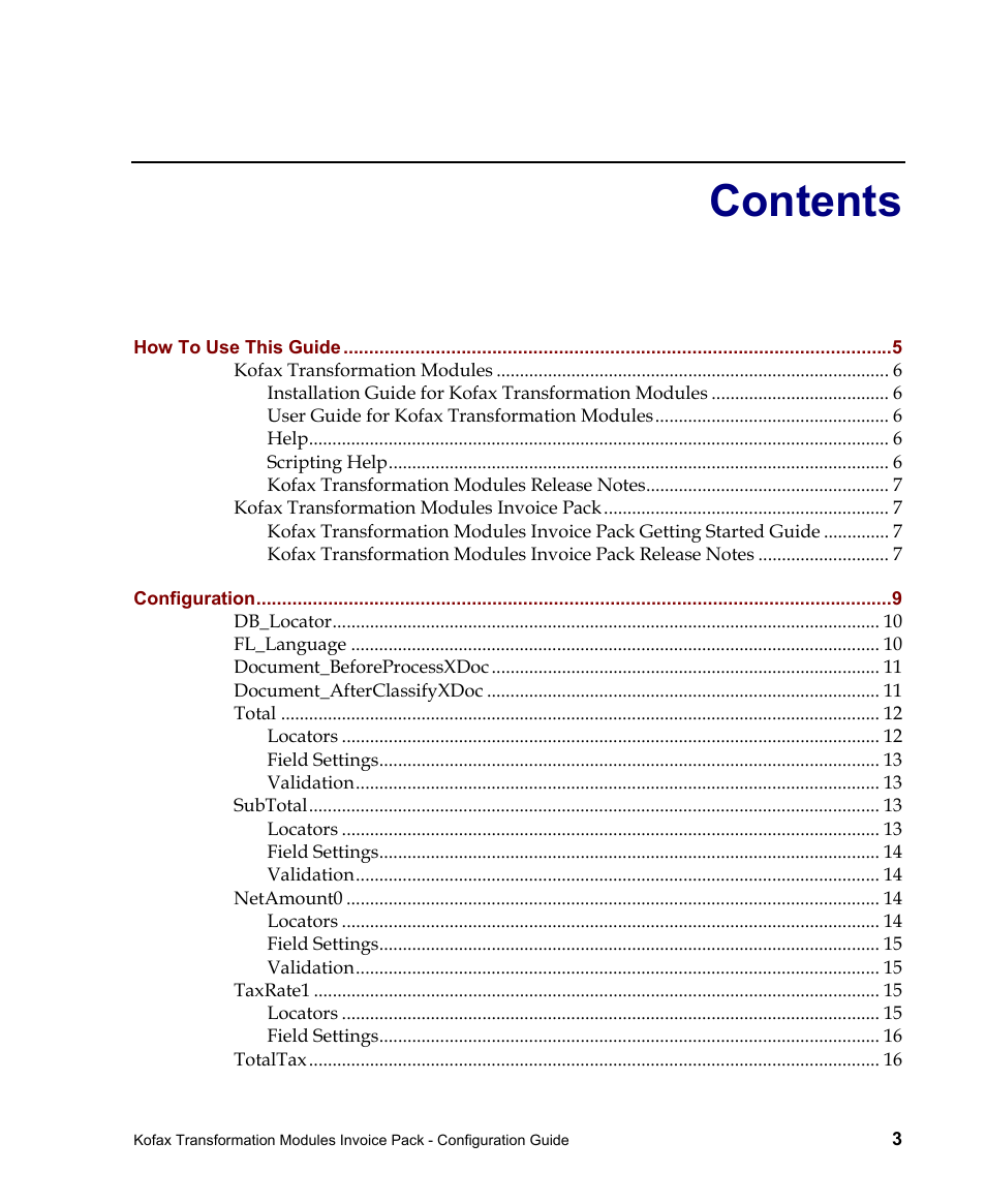 Kofax Transformation Modules Invoice Pack 1.0 User Manual | Page 3 / 26