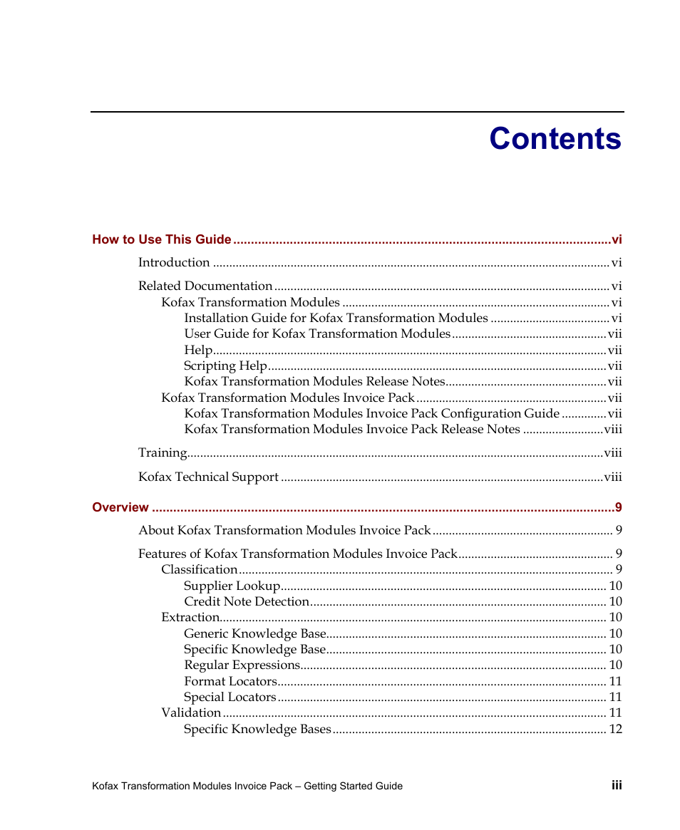 Kofax Transformation Modules Invoice Pack 1.0 User Manual | Page 3 / 29