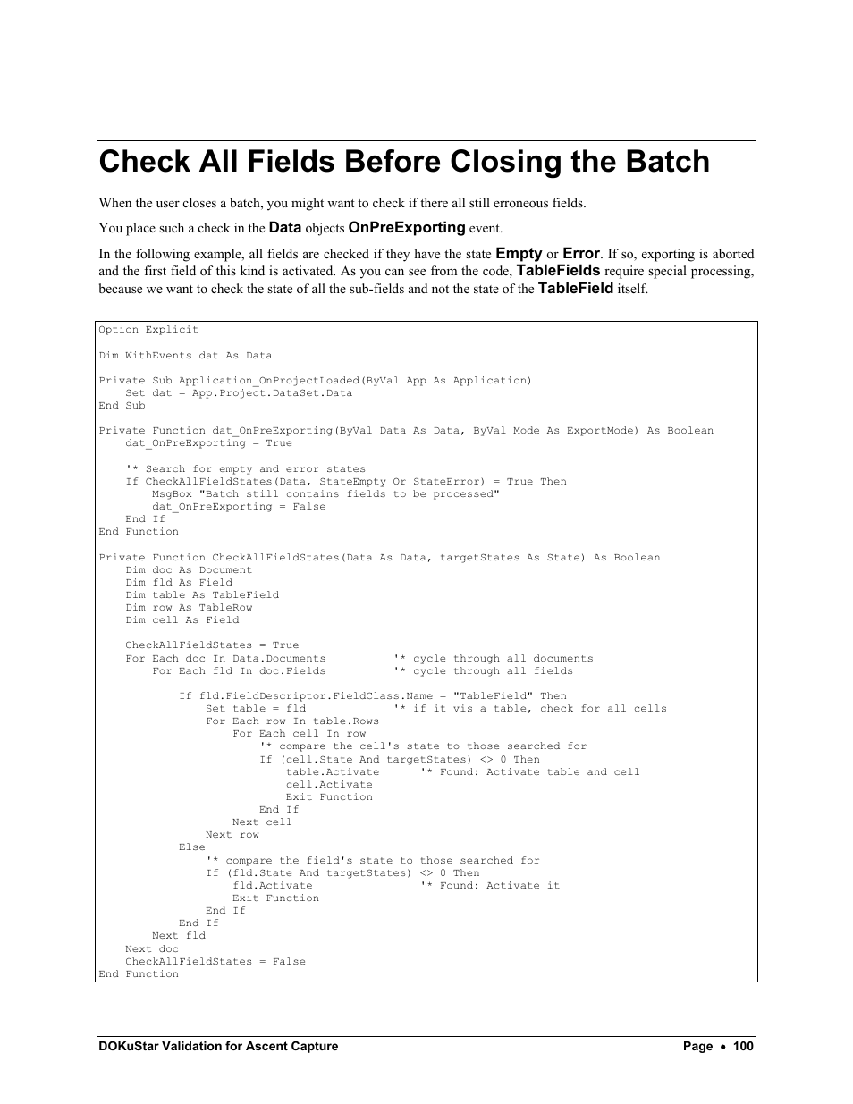 Check all fields before closing the batch | Kofax DOKuStar Validation User Manual | Page 104 / 109