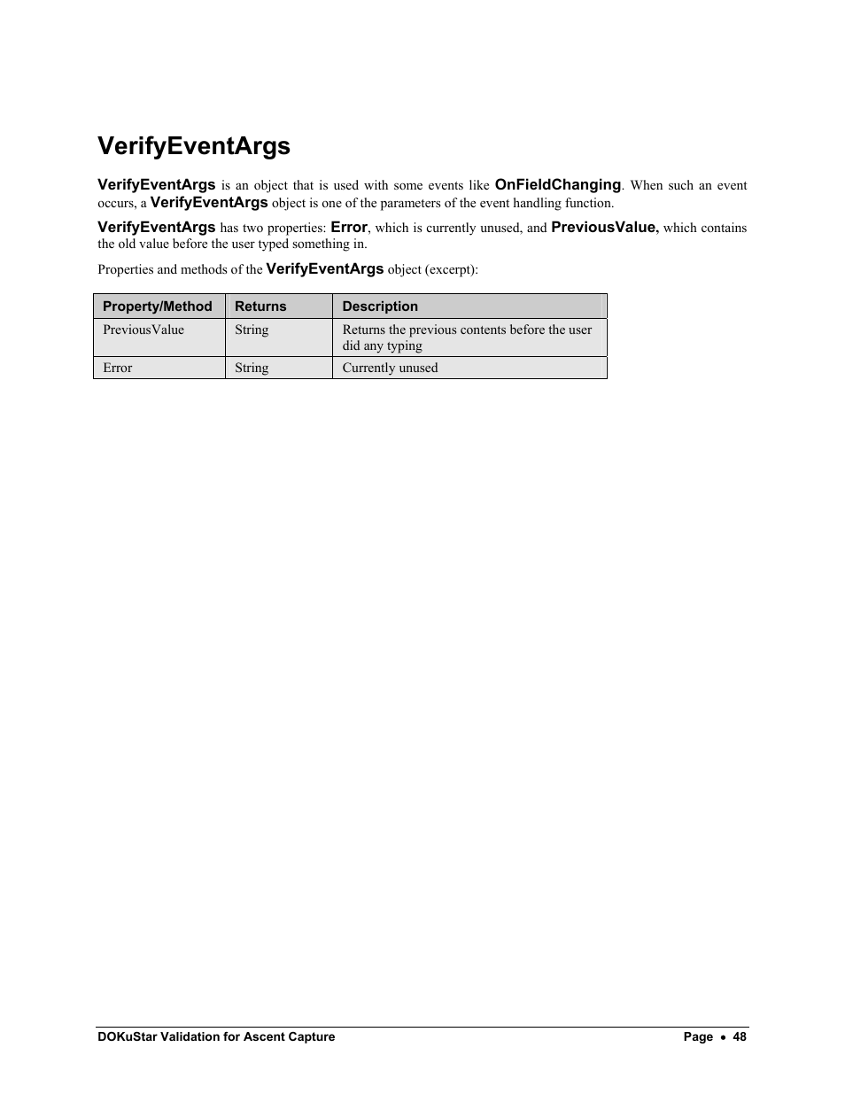 Verifyeventargs | Kofax DOKuStar Validation User Manual | Page 52 / 109