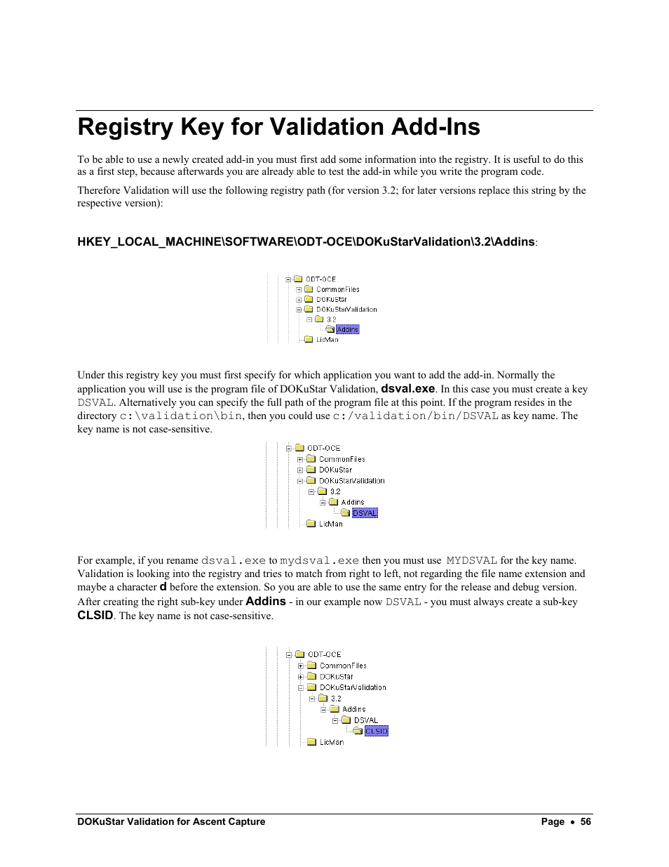 Registry key for validation add-ins | Kofax DOKuStar Validation User Manual | Page 60 / 109