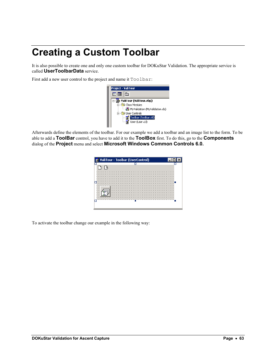 Creating a custom toolbar | Kofax DOKuStar Validation User Manual | Page 67 / 109