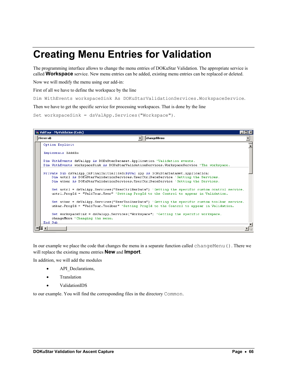 Creating menu entries for validation | Kofax DOKuStar Validation User Manual | Page 70 / 109