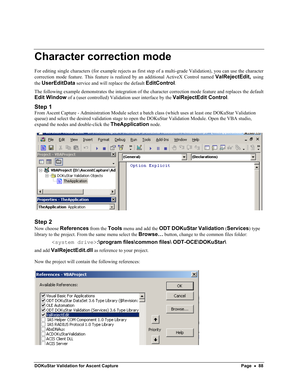 Character correction mode | Kofax DOKuStar Validation User Manual | Page 92 / 109