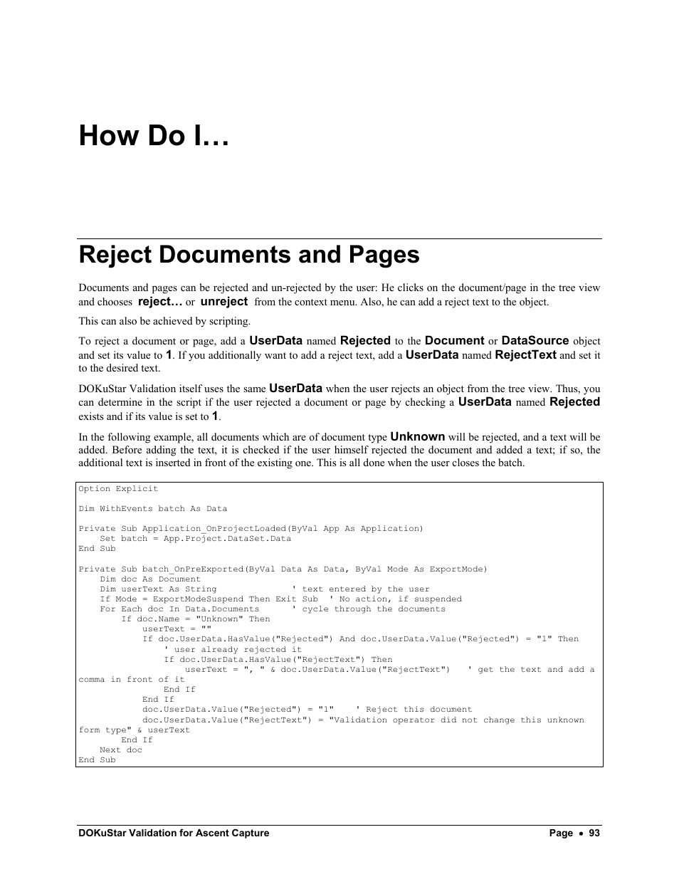 How do i, Reject documents and pages | Kofax DOKuStar Validation User Manual | Page 97 / 109