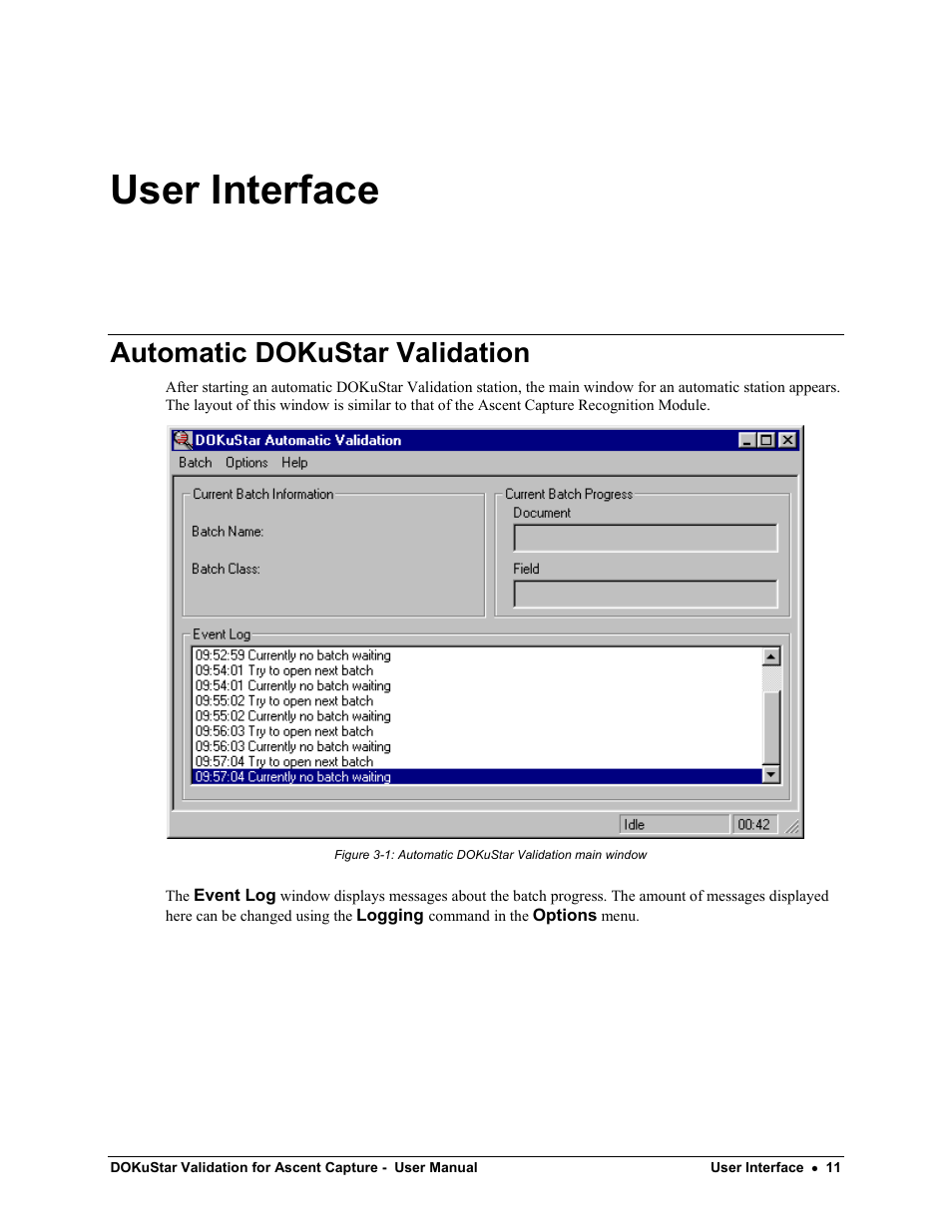 User interface, Automatic dokustar validation | Kofax DOKuStar Validation User Manual | Page 15 / 32
