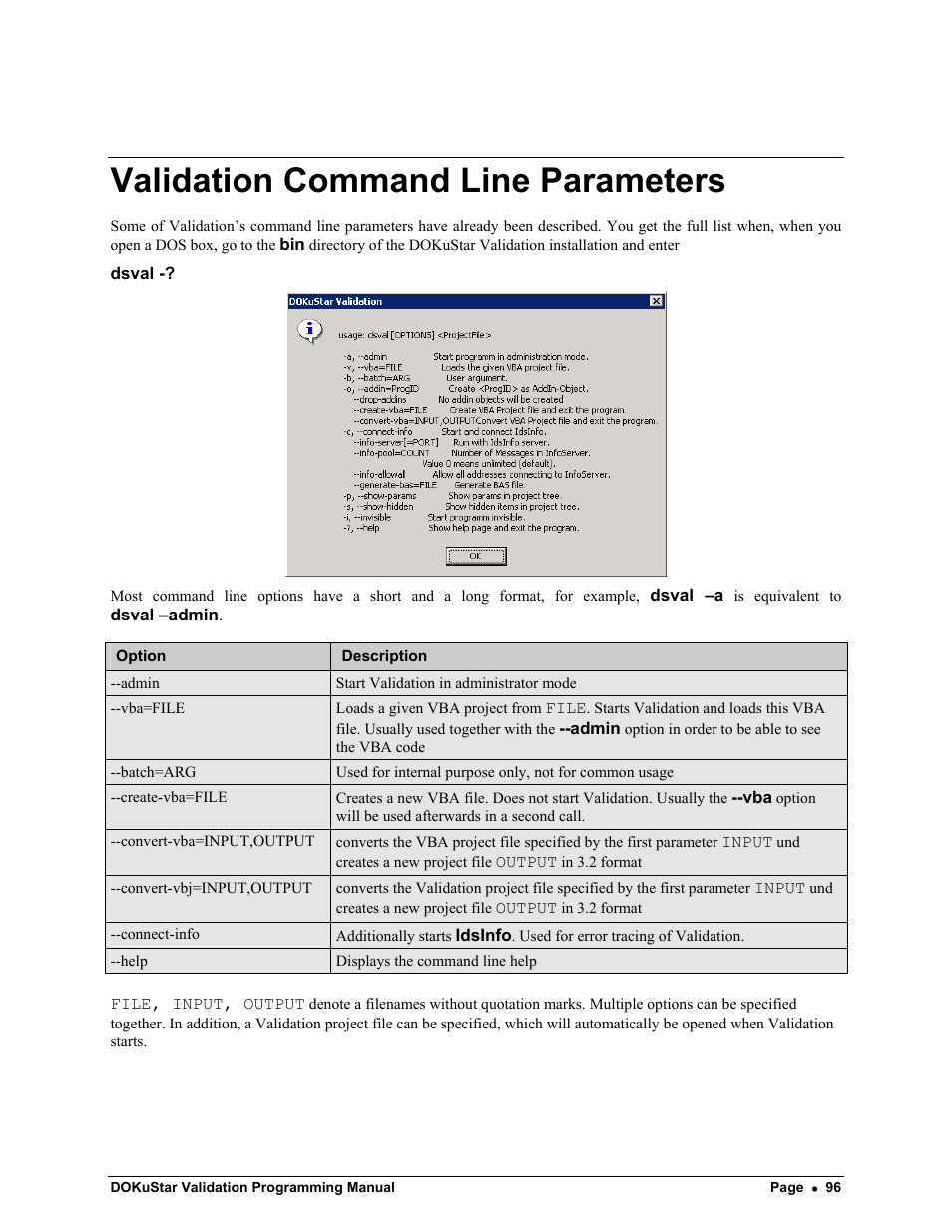 Validation command line parameters | Kofax DOKuStar Validation User Manual | Page 100 / 118