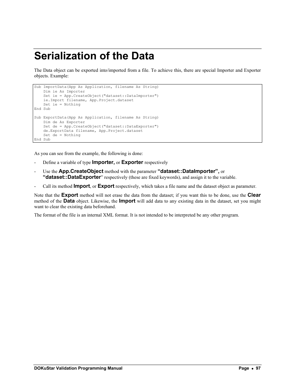 Serialization of the data | Kofax DOKuStar Validation User Manual | Page 101 / 118