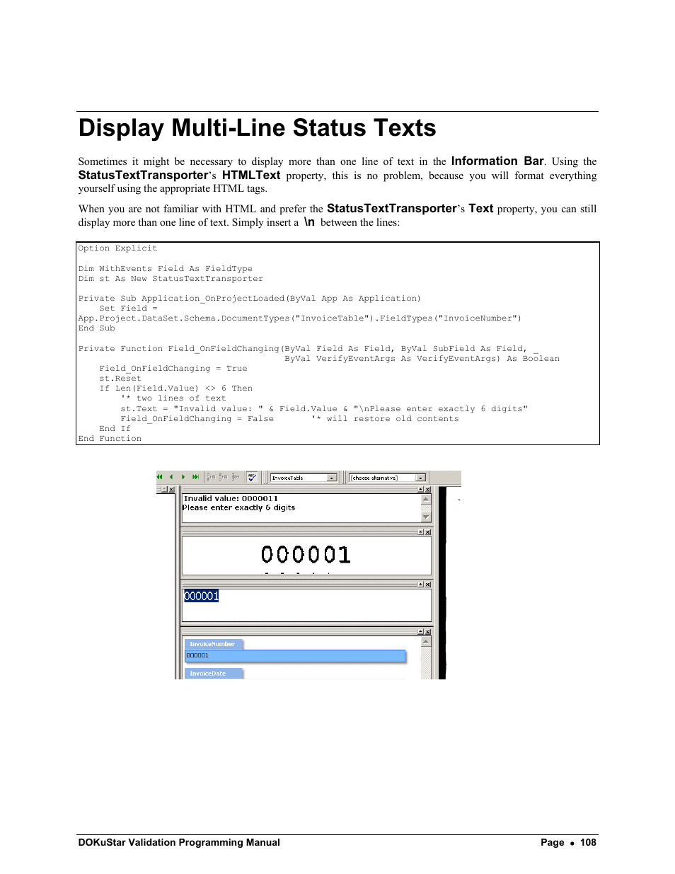 Display multi-line status texts | Kofax DOKuStar Validation User Manual | Page 112 / 118