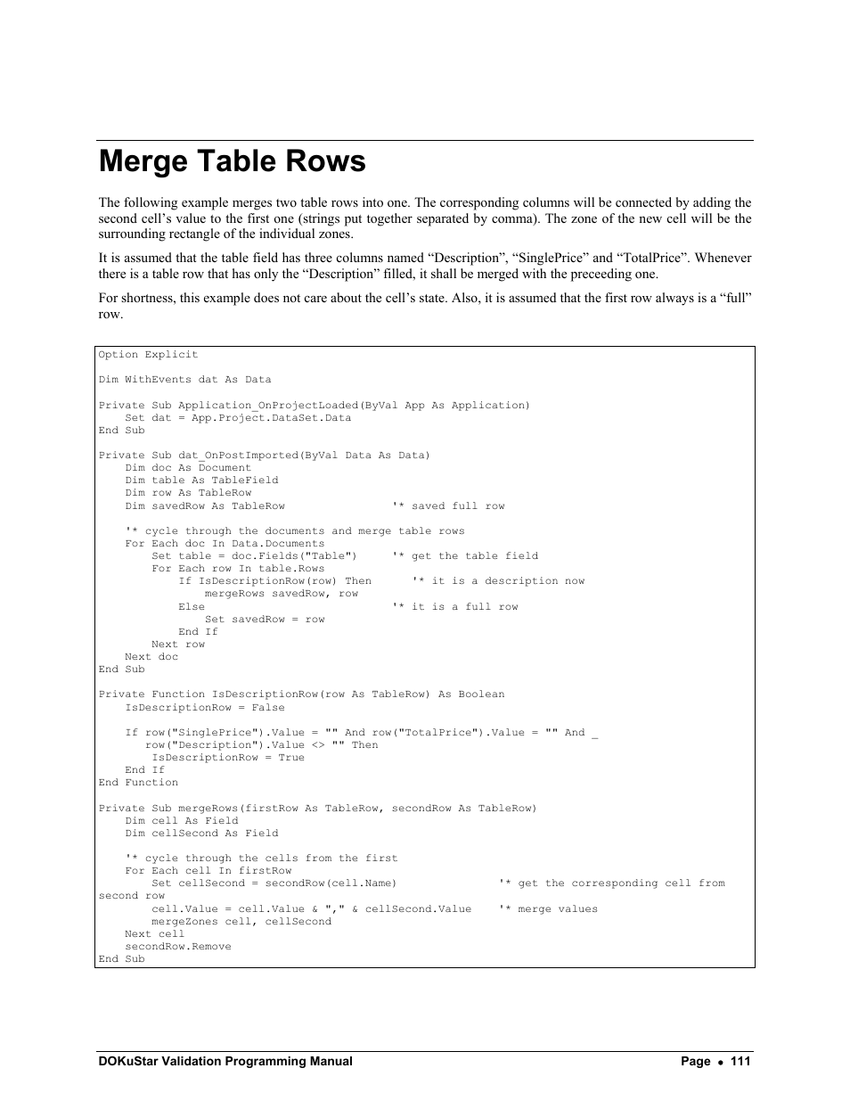 Merge table rows | Kofax DOKuStar Validation User Manual | Page 115 / 118