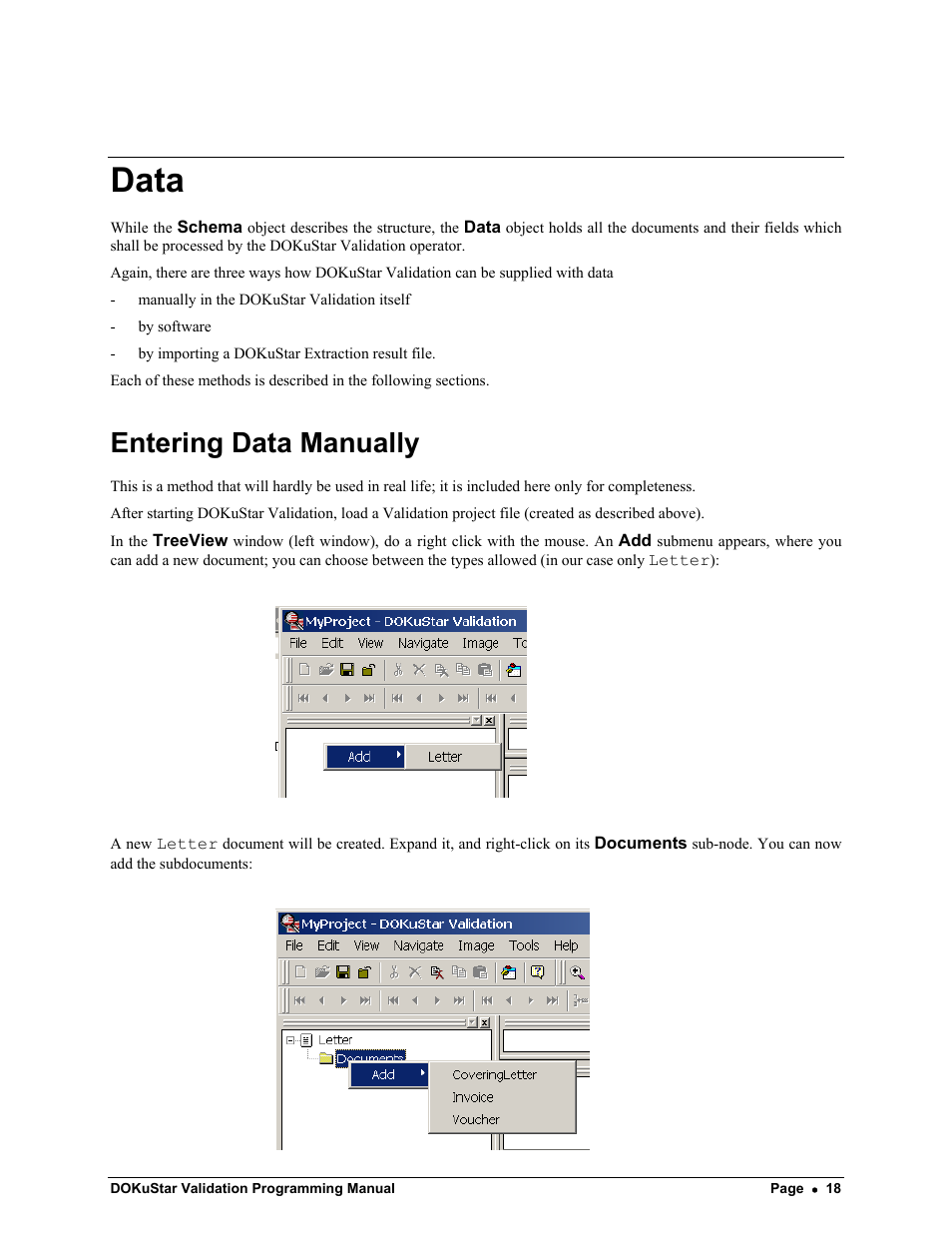 Data, Entering data manually | Kofax DOKuStar Validation User Manual | Page 22 / 118