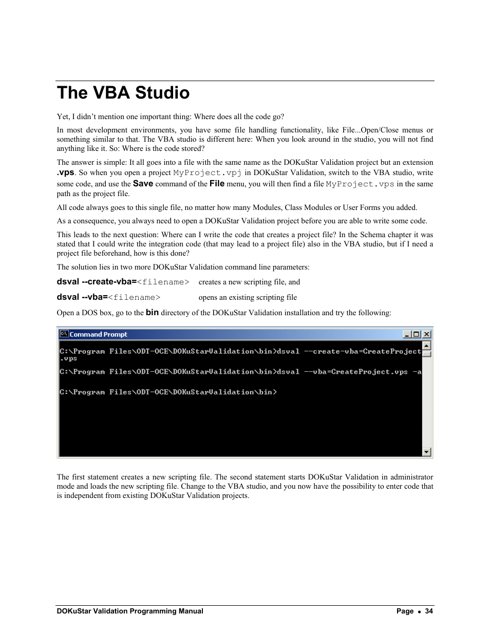 The vba studio | Kofax DOKuStar Validation User Manual | Page 38 / 118