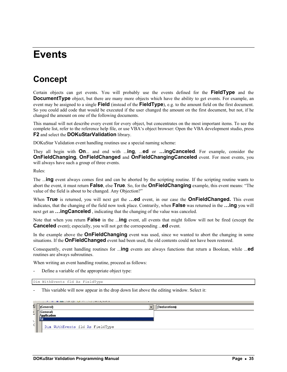 Events, Concept | Kofax DOKuStar Validation User Manual | Page 39 / 118