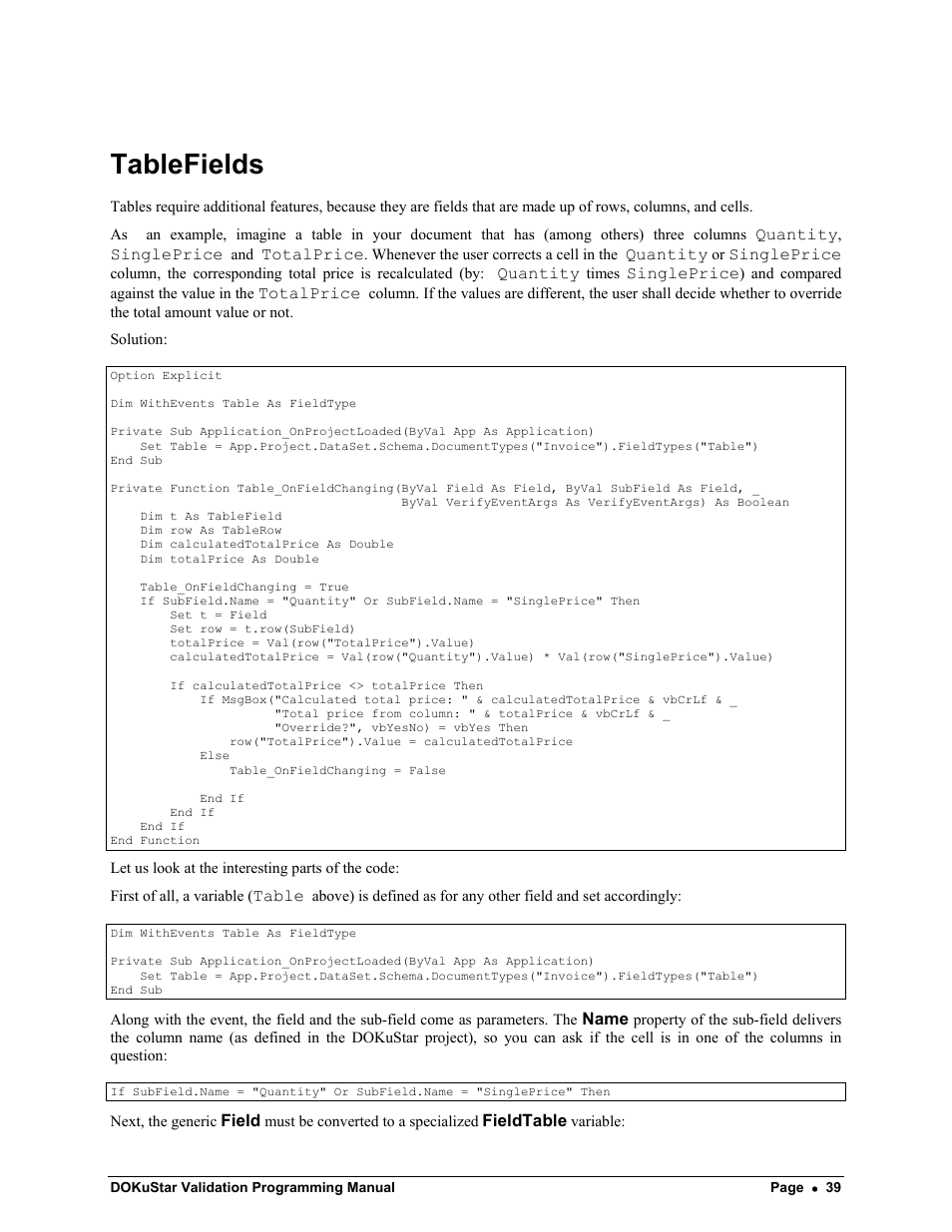 Tablefields | Kofax DOKuStar Validation User Manual | Page 43 / 118