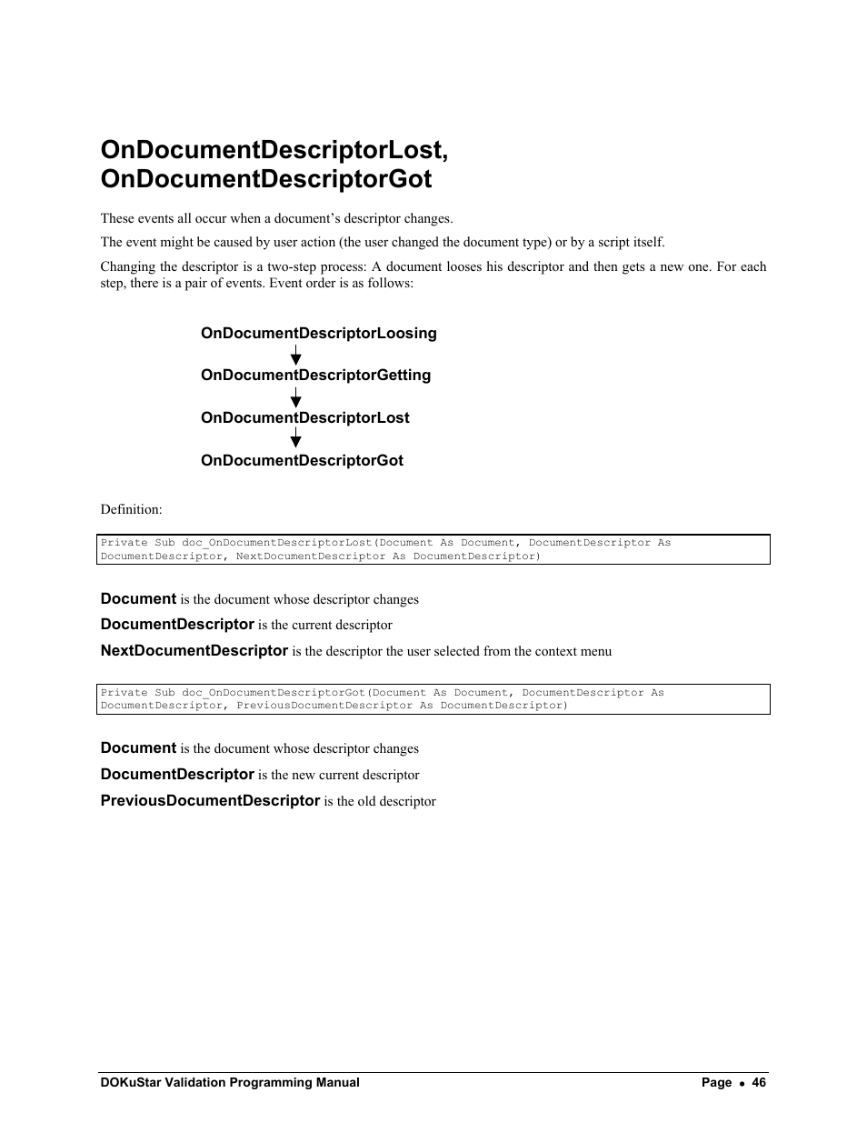 Ondocumentdescriptorlost, ondocumentdescriptorgot | Kofax DOKuStar Validation User Manual | Page 50 / 118