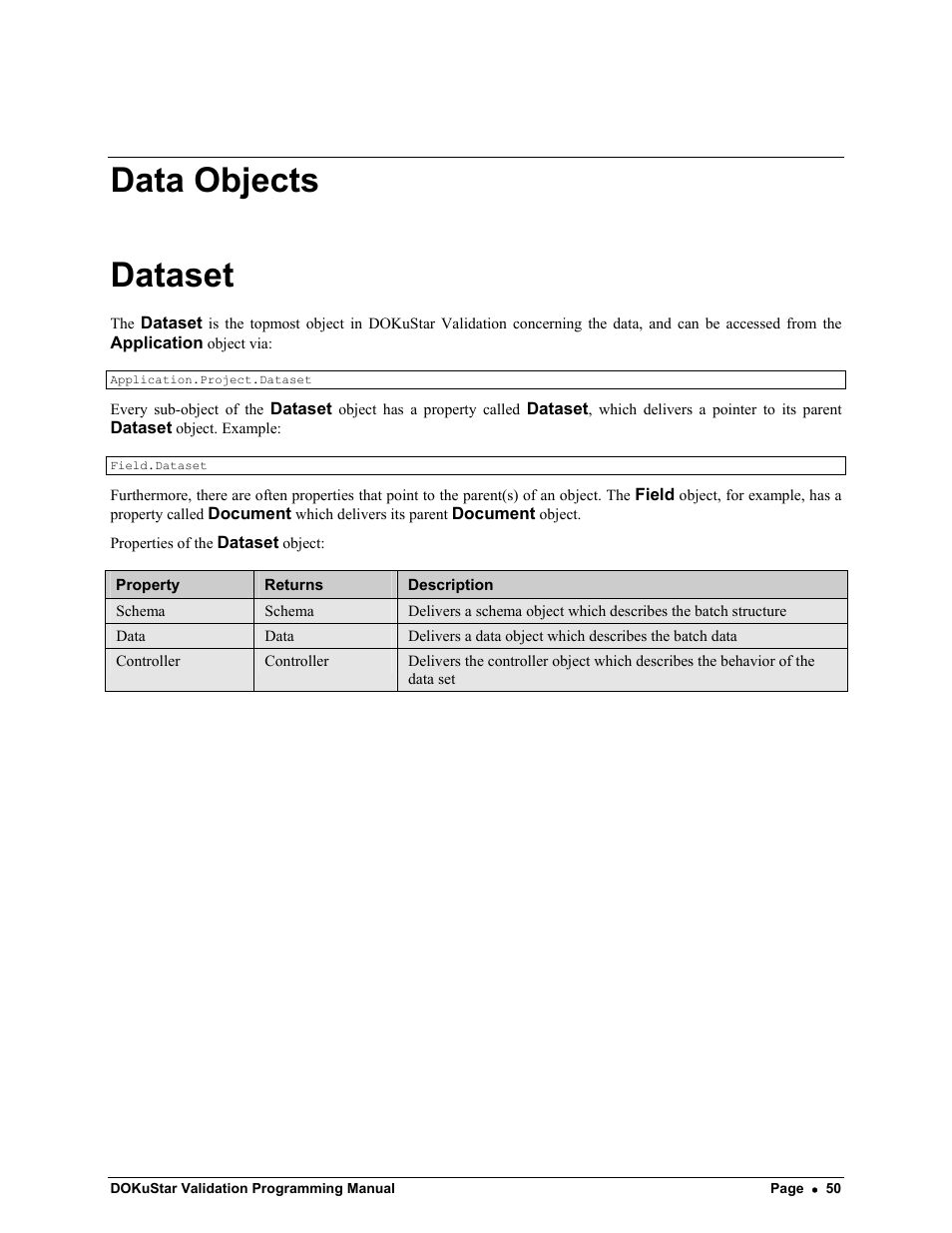 Data objects, Dataset, Data objects dataset | Kofax DOKuStar Validation User Manual | Page 54 / 118