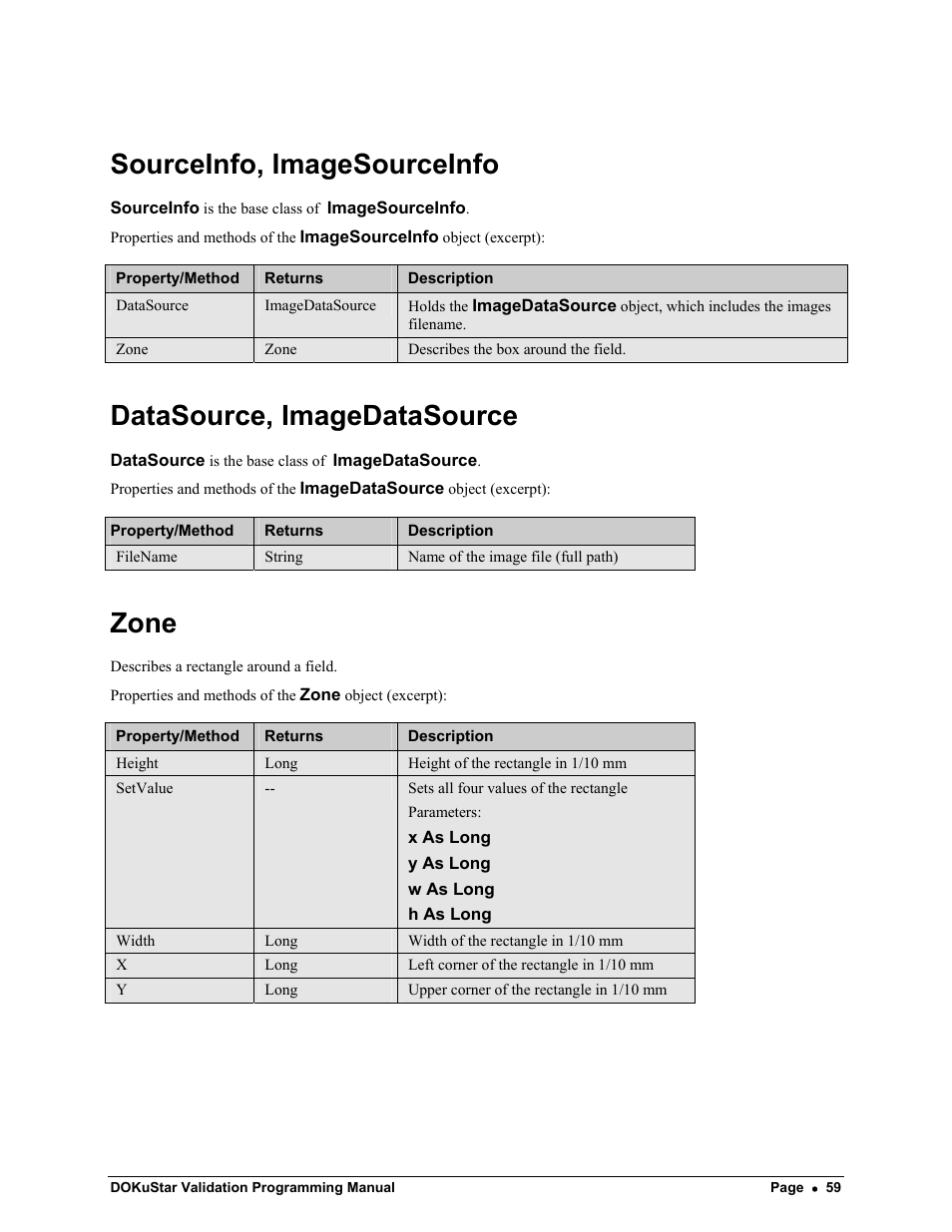 Sourceinfo, imagesourceinfo, Datasource, imagedatasource, Zone | Kofax DOKuStar Validation User Manual | Page 63 / 118