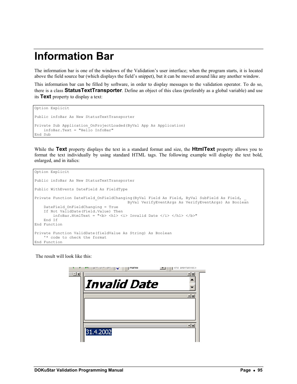 Information bar | Kofax DOKuStar Validation User Manual | Page 99 / 118