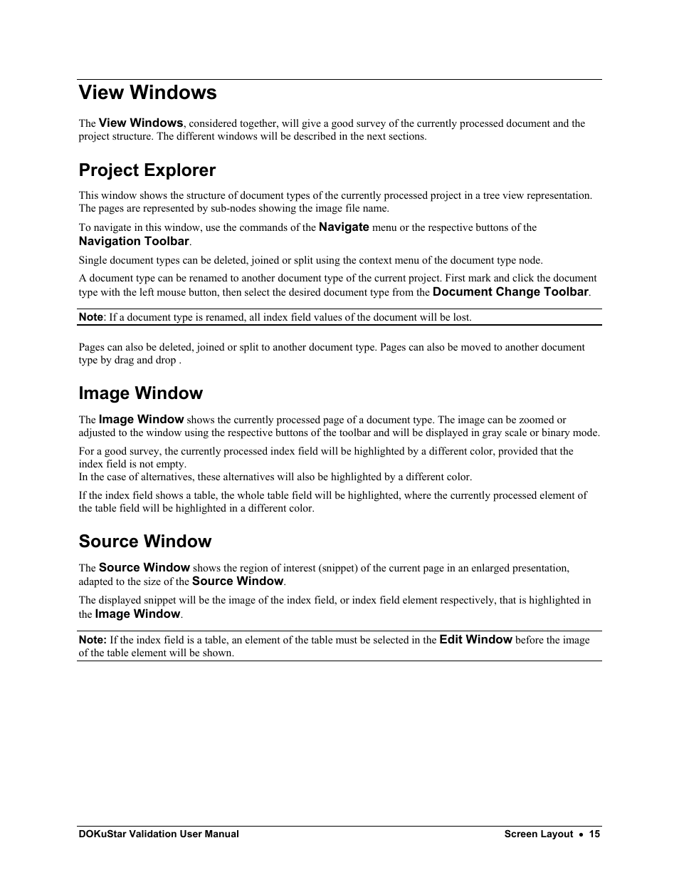 View windows, Project explorer, Image window | Source window | Kofax DOKuStar Validation User Manual | Page 19 / 24