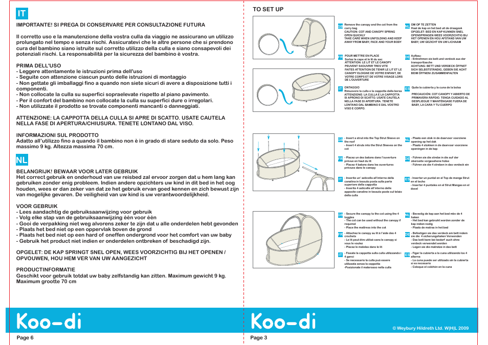 It nl | Koo-di Sun & Sleep Pop-Up Travel Bassinette User Manual | Page 3 / 4