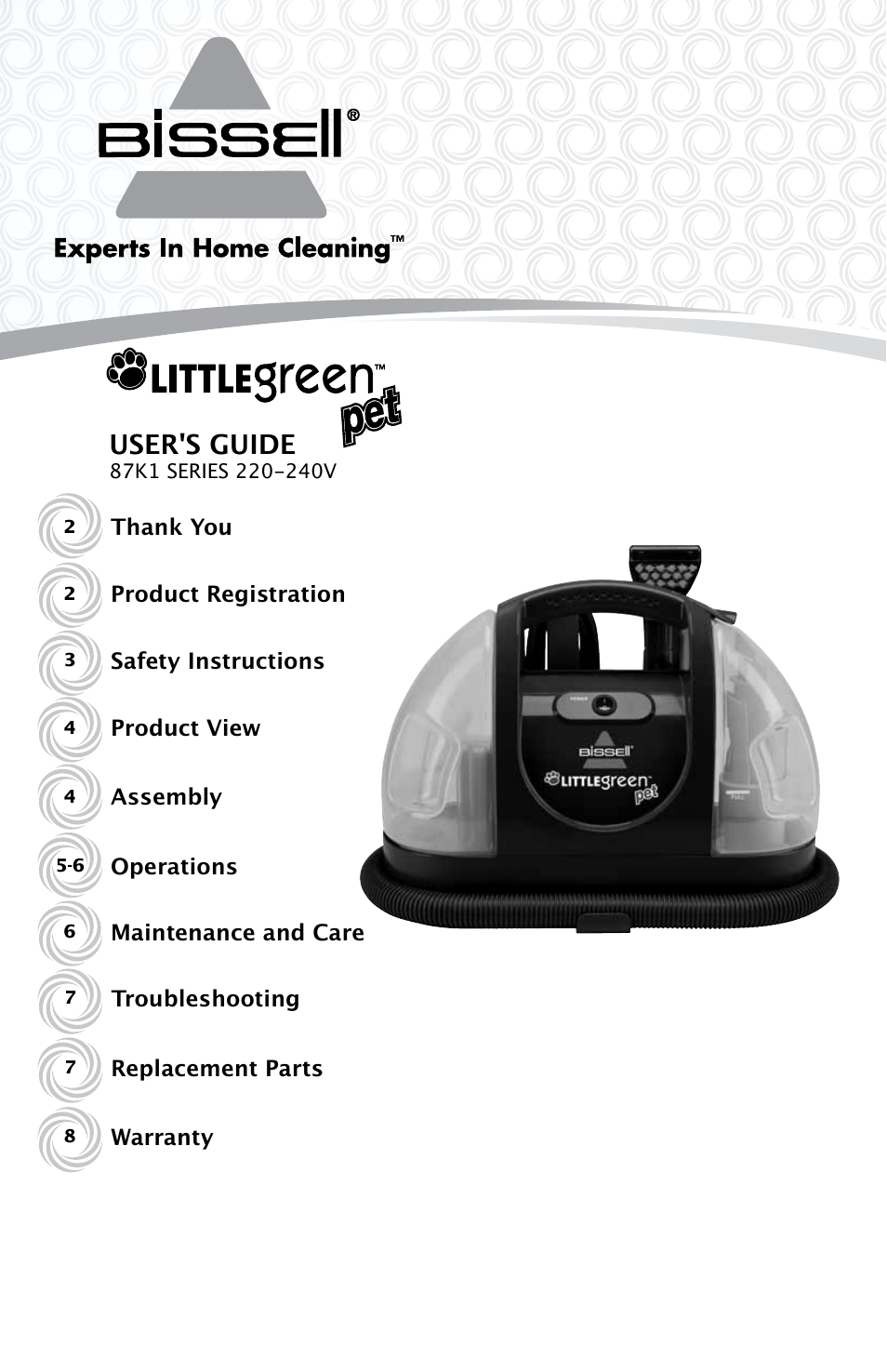 Bissell LITTLE GREEN 87K1E series User Manual | 8 pages