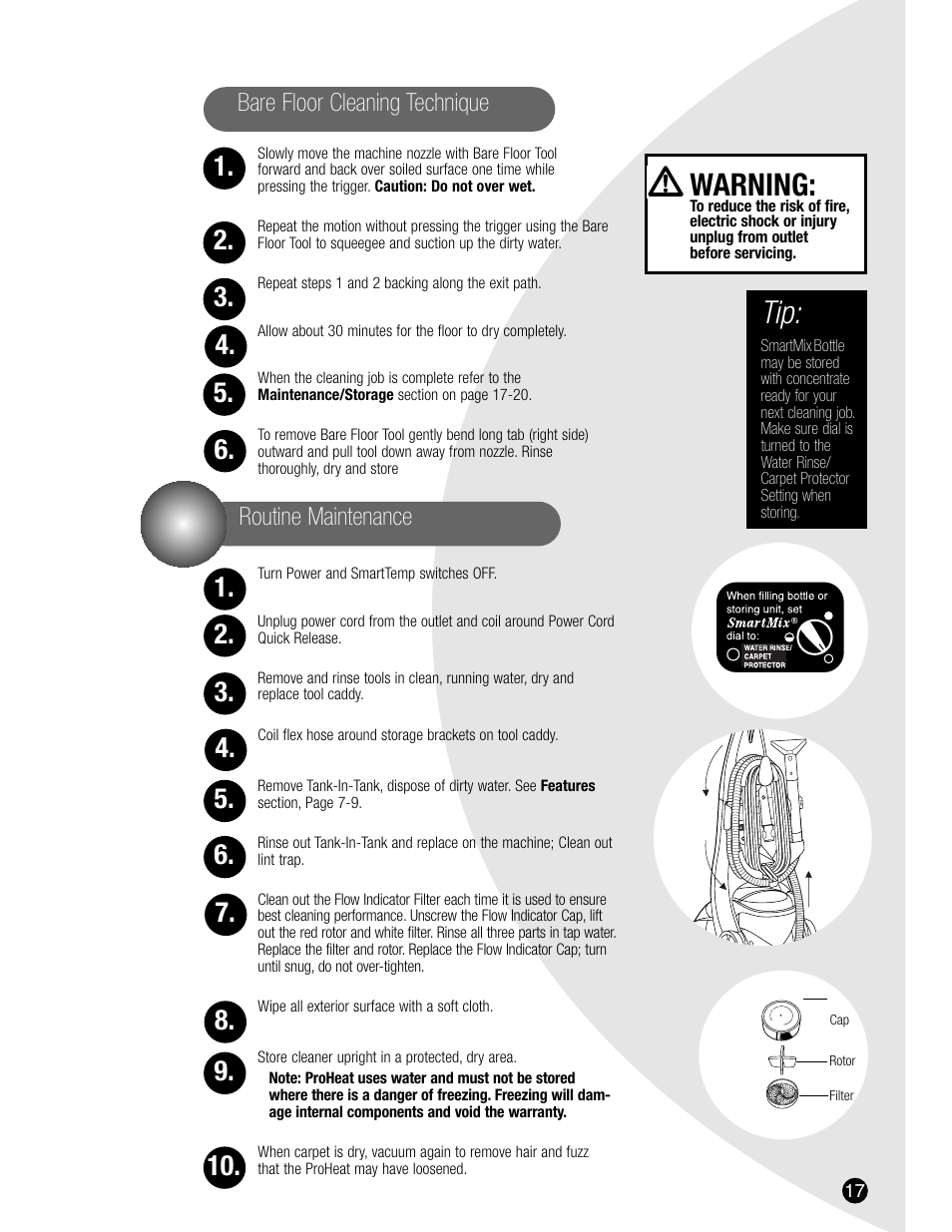 Warning | Bissell 7901 User Manual | Page 17 / 24