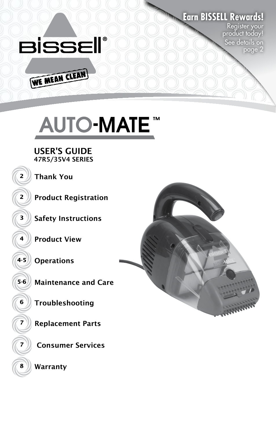 Bissell AUTO-MATE 47R5 User Manual | 8 pages