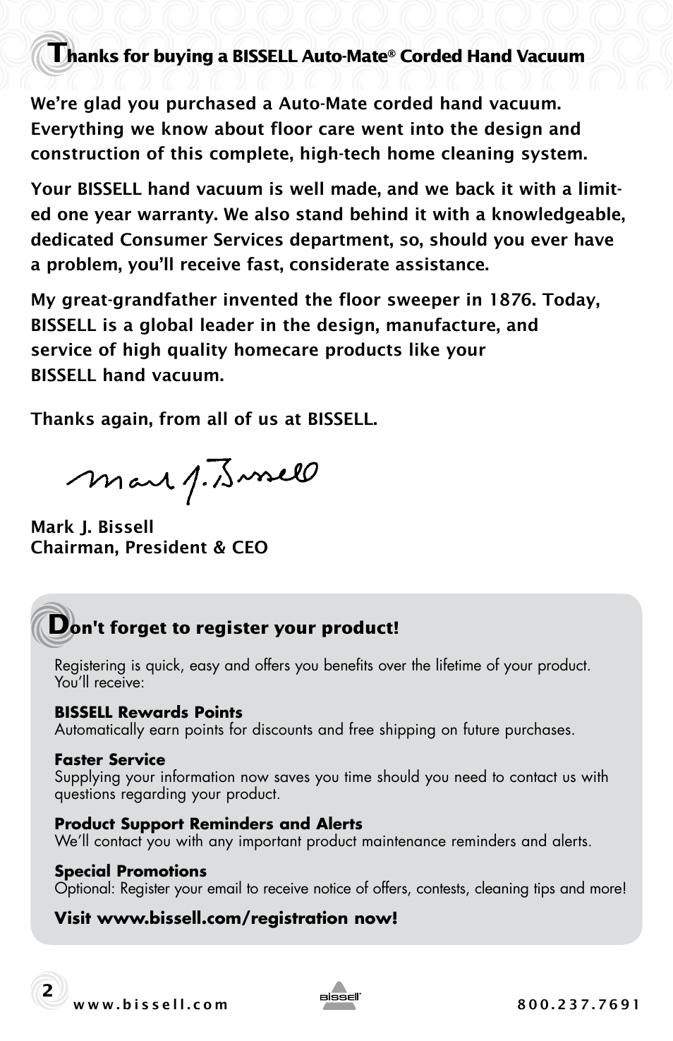 Bissell AUTO-MATE 47R5 User Manual | Page 2 / 8