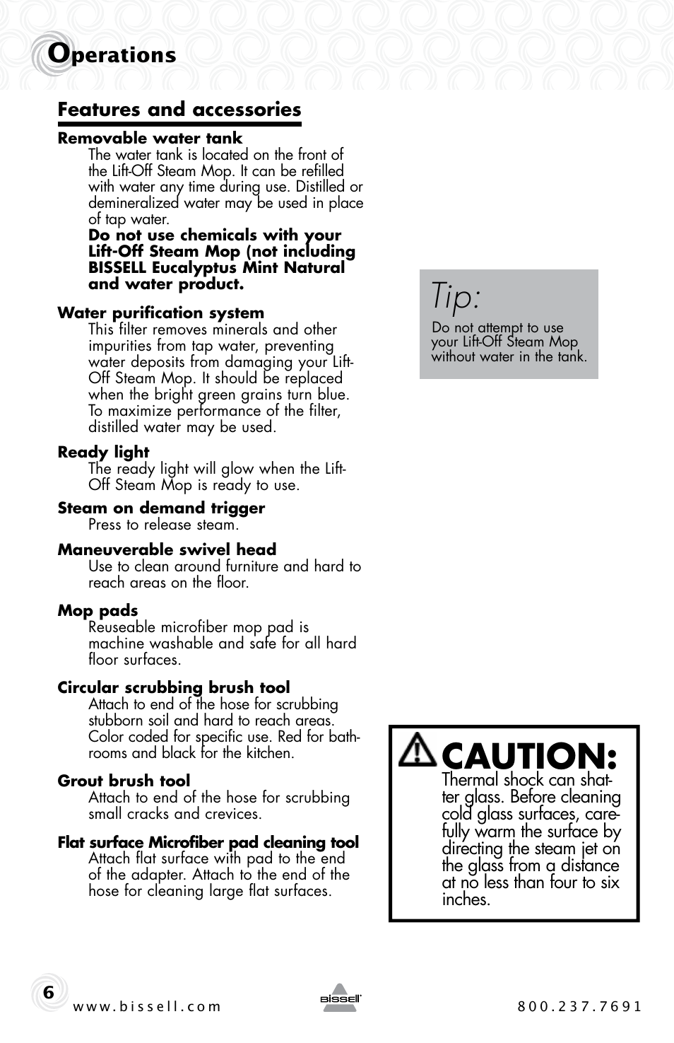 Caution, Perations | Bissell 39W7 User Manual | Page 6 / 12